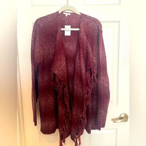 NWT Beautiful fringed Waterfall collar cardigan XXL